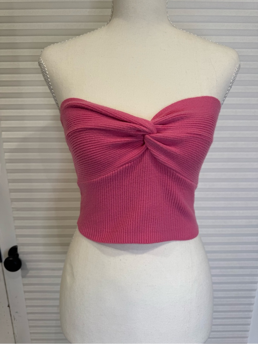 Princess Polly Twist-Front Ribbed Strapless Camisole - Hot Pink 0992